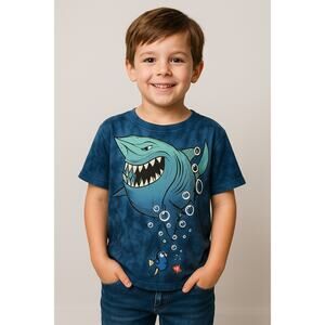 Disney Kids Finding Nemo Tie-Dye Graphic T-Shirt Blue Short Sleeve Size M (7/8)